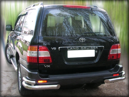 Toyota Land Cruiser 100 1998-2007г.в.-Защита заднего  бампера  "уголки" d-101.6+60